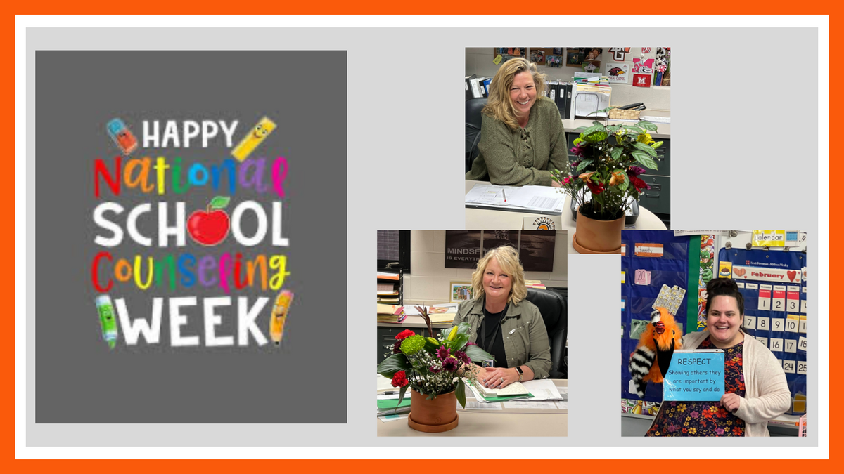 Happy National School Counseling Week poster with collage of counselor's pictures